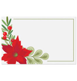 Note  Card, Christmas Poinsettia, with kraft envelope 3.5x2.25