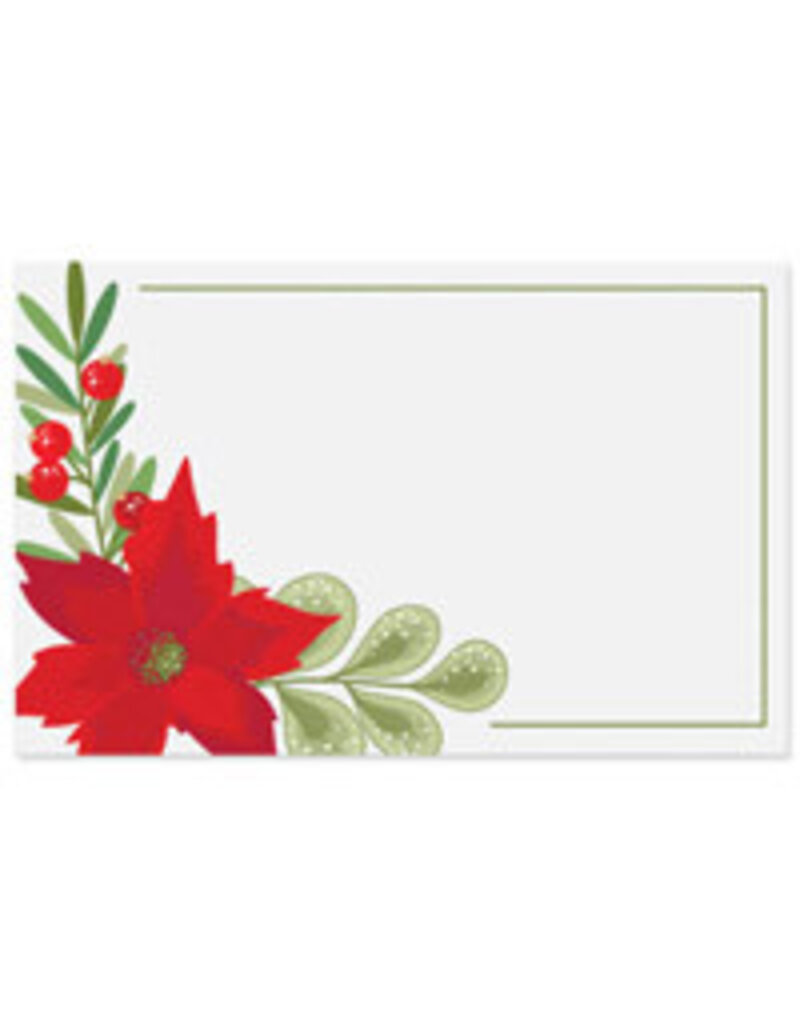Holiday Note  Card, Poinsettia, with kraft envelope 3.5x2.25