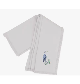 Rightside Design Embroidered HERON Cotton Napkins, Set of 4, GRAY