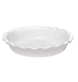 Emile Henry EH Pie Dish, White, 9'', 1.4Qt cir