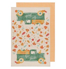 Now Designs Fall Dish Towels Autumn Harvest "Give Thanks", Set of 2