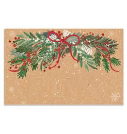 Holiday Note Card, Christmas Greenery Swag, with kraft envelope 3.5x2.25