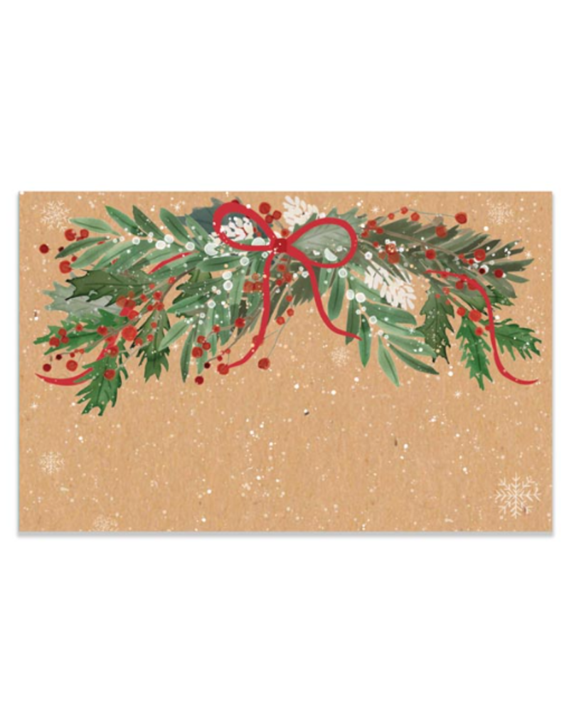 Note Card, Christmas Greenery Swag, with kraft envelope 3.5x2.25