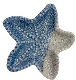 Beachcombers Blue & Bisque Sea Starfish Dipper Plate, 2.5"