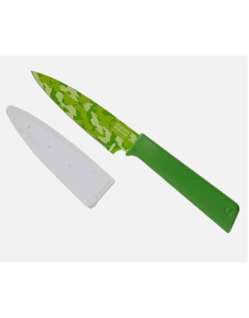 Kuhn Rikon Paring Knife Green Camo, straight edge disc