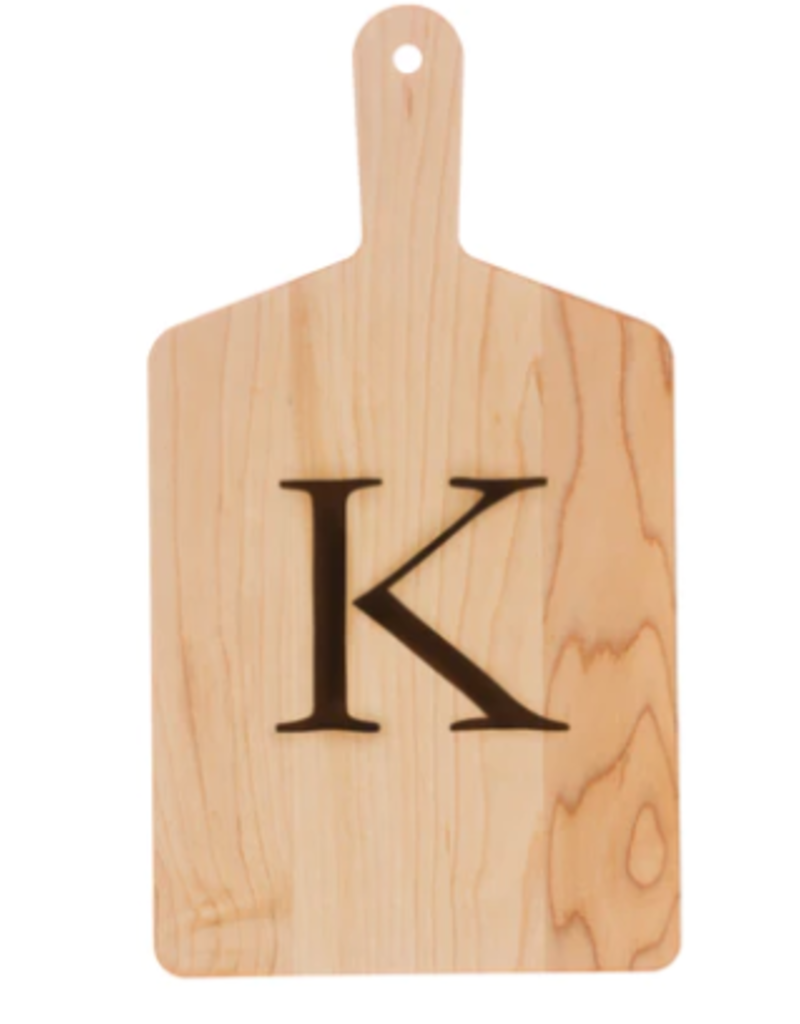 JK Adams Monogrammed Maple Cheese Board Gift Set with Spreader - ''K"
