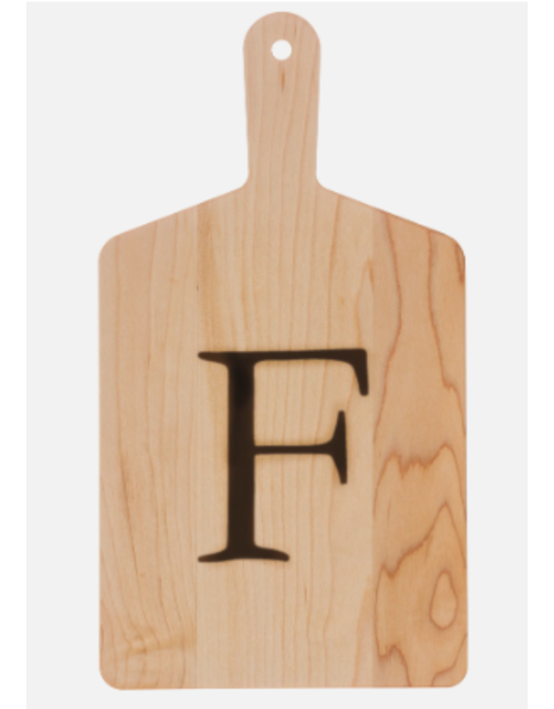 JK Adams Monogrammed Maple Cheese Board Gift Set with Spreader - ''F''