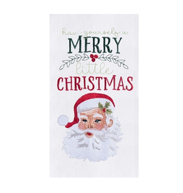 C and F Home Holiday Dish Towel Merry Little Christmas, Santa, floursack