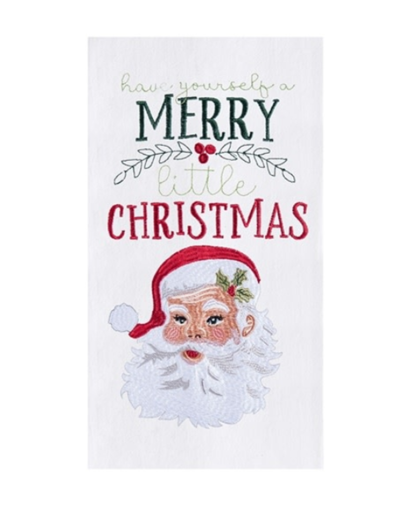 C and F Home Holiday Dish Towel, Merry Little Christmas, Santa, floursack