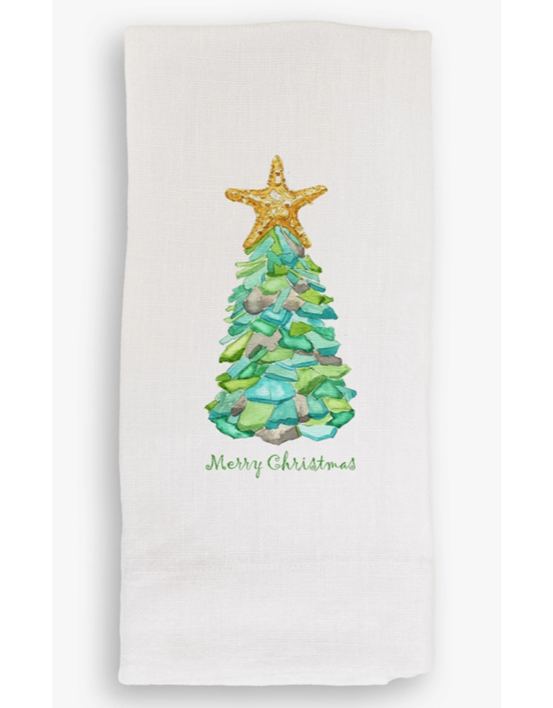 Holiday Towel, Sea Glass Christmas Tree