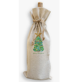 Holiday Wine Bag, Sea Glass Christmas Tree