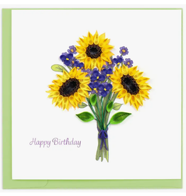 Greeting Card, Quill - Birthday, Sunflower Bouquet, 6x6