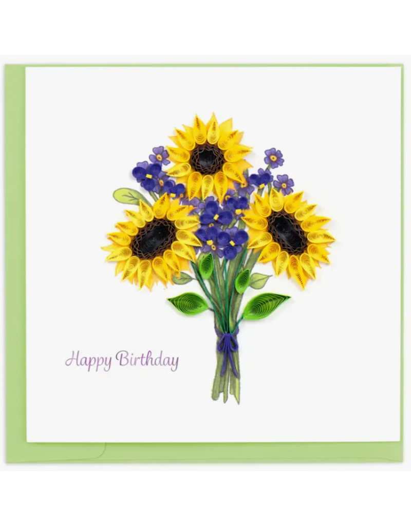 Greeting Card, Quill - Birthday, Sunflower Bouquet, 6x6