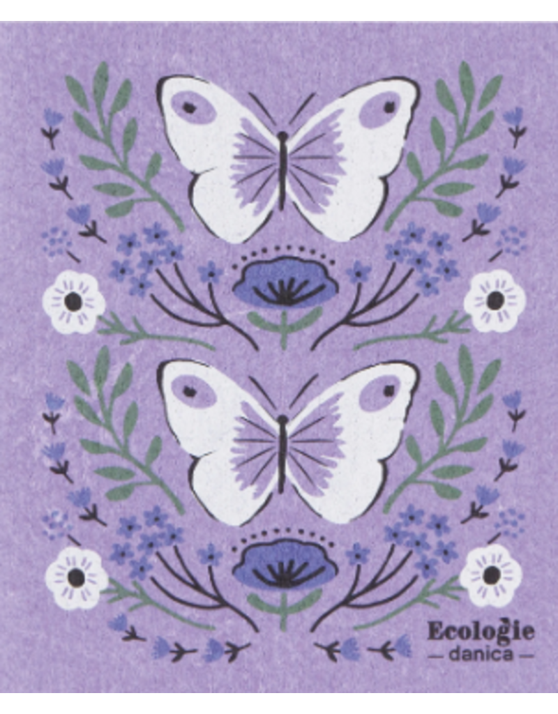 Now Designs Swedish Dish Cloth Morning Meadow ButterflieS PURPLE now