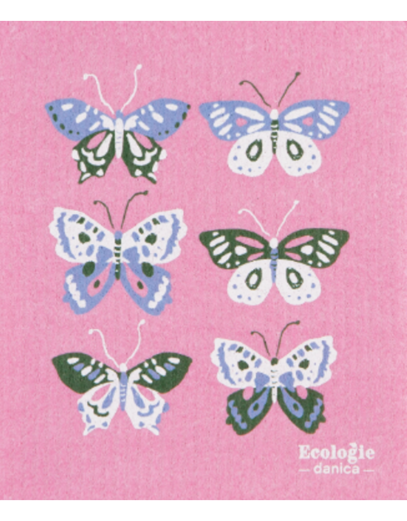 Now Designs Swedish Dish Cloth Flutter Butterflies PINK now