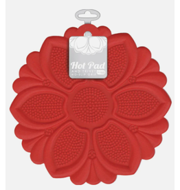 Talisman RED Flower Trivet/Hot Pad, silicone DISC