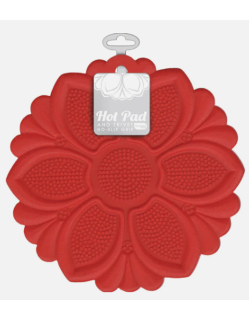 Talisman RED Flower Trivet/Hot Pad, silicone DISC