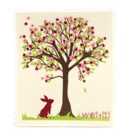 Wet-It Easter Swedish Dish Cloth Cherry Blossom Rabbit