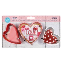 R&M International Valentine Love Cookie Cutters, 3pc Color Set, rm