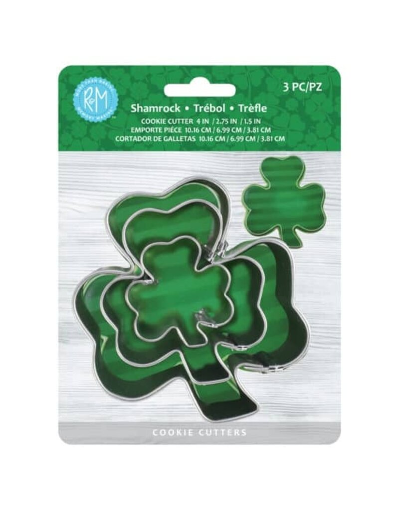 R&M International St Paddy's Shamrock Cookie Cutters 3 PC Nested Set
