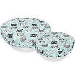 Now Designs Save-It Reusable Bowl Covers, Cats Meow, Set of 2, pale blue