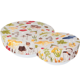 Now Designs Save-It Reusable Bowl Covers, Field Mushrooms, Set of 2