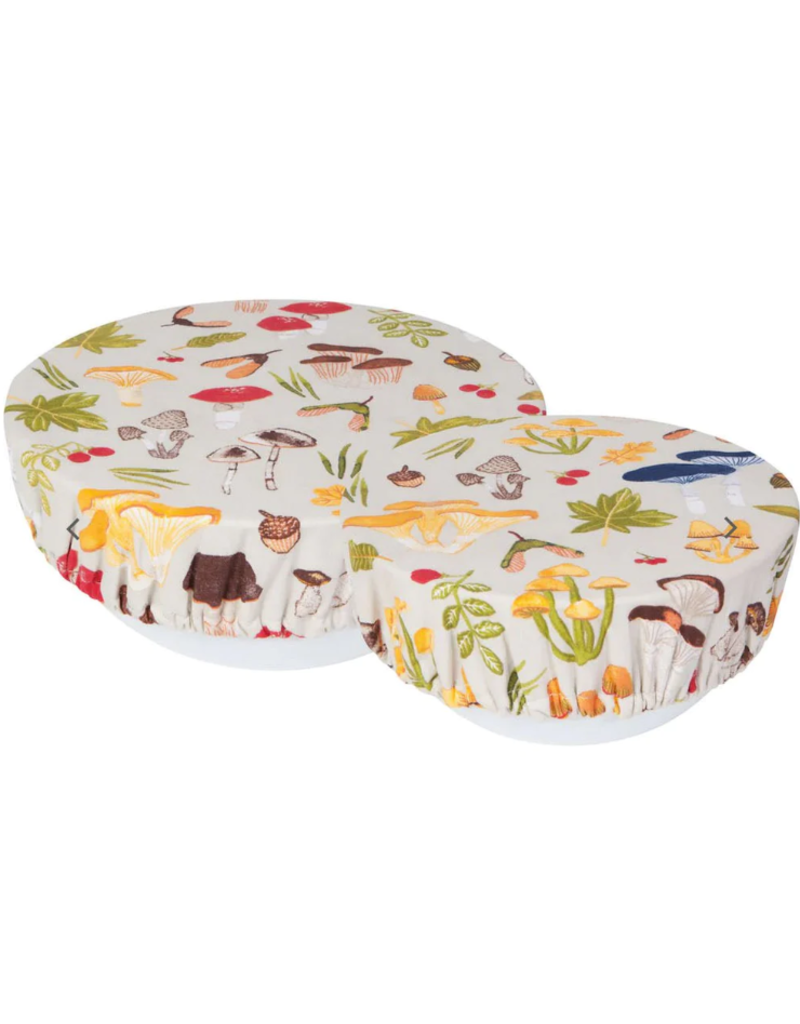 Now Designs Save-It Reusable Bowl Covers, Field Mushrooms, Set of 2