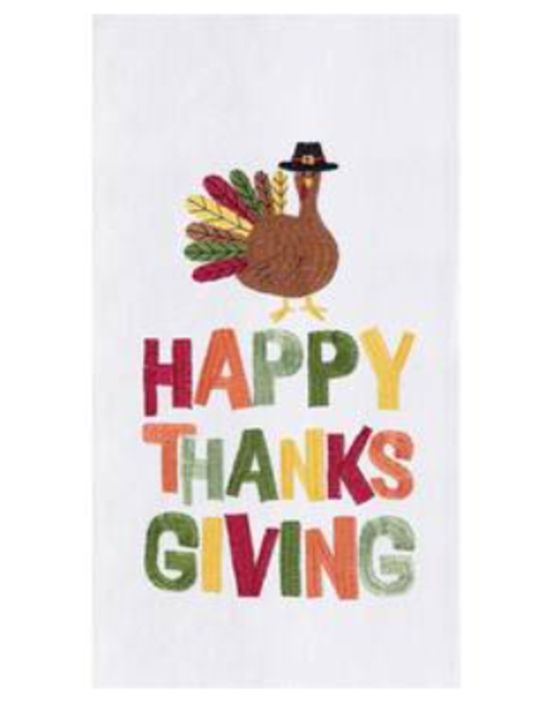C and F Home Fall Towel, Happy Thanksgiving Turkey, floursack
