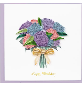 Greeting Card, Quill - Birthday, PURPLE Hydrangea, 6x6