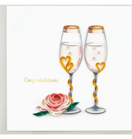 Greeting Card, Quill - Wedding, Champagne Flutes, 6x6