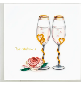 Quilling Card Greeting Card, Quill - Wedding, Champagne Flutes, 6x6