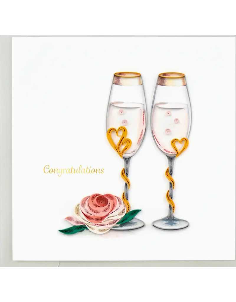 Quilling Card Greeting Card, Quill - Wedding, Champagne Flutes, 6x6