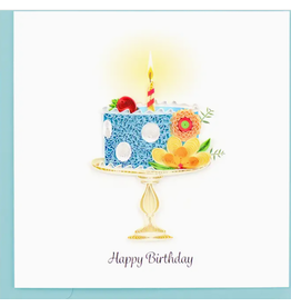 Greeting Card, Quill - Birthday, Blue Cake, 6x6