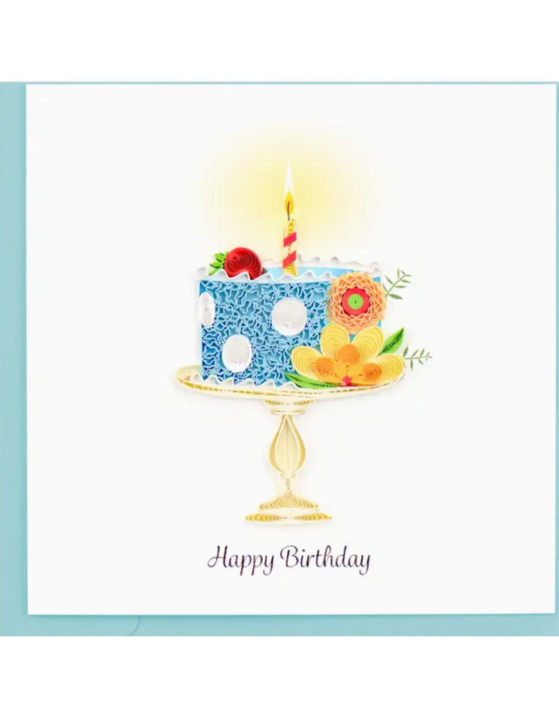 Greeting Card, Quill - Birthday, Blue Cake, 6x6