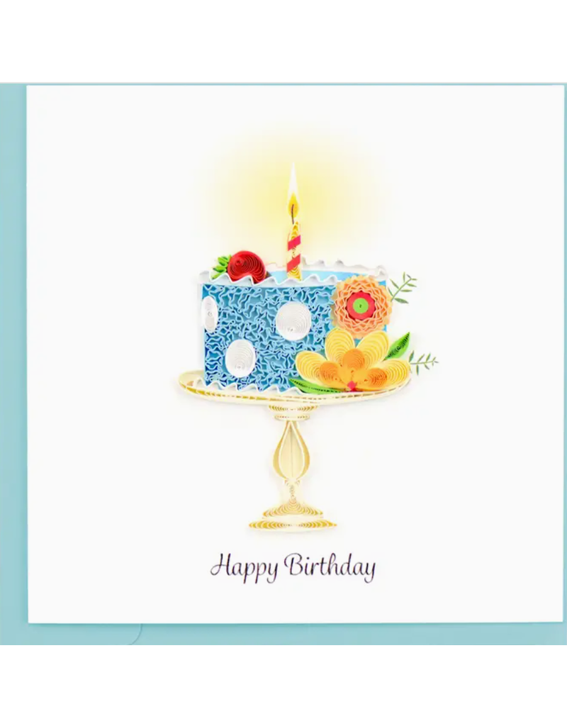 Quilling Card Greeting Card, Quill - Birthday, Blue Cake, 6x6