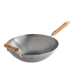 Joyce Chen/kitchen supply CHEN Classic Series Flat Bottom 14" Carbon Steel Wok, Birch Handles ciw