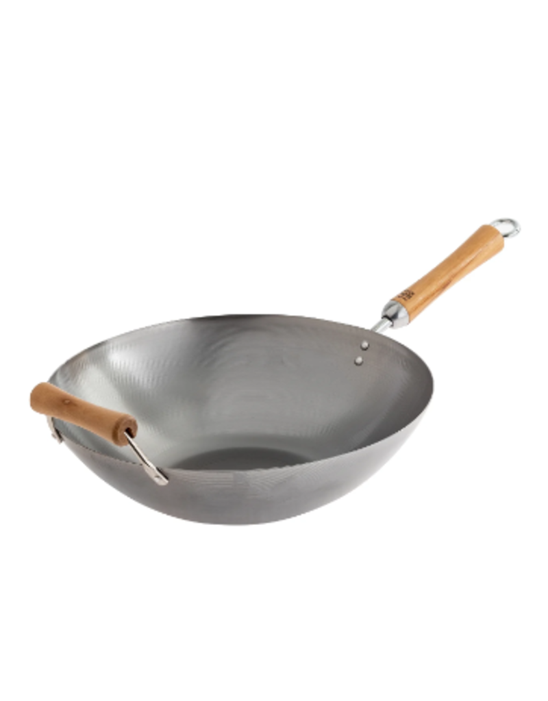 Joyce Chen/kitchen supply CHEN Classic Series Flat Bottom 14" Carbon Steel Wok, Birch Handles ciw