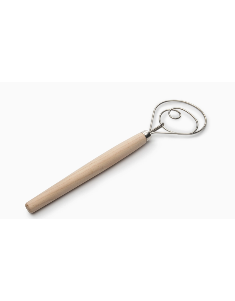 Foxrun Danish Bread Dough Whisk, Wooden Handle, 12"