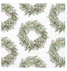 Boston International Holiday Cocktail Napkins, Berry Wreaths, 20x