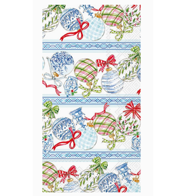 Boston International Holiday Guest Towel, Blue Ornaments, Set of 16