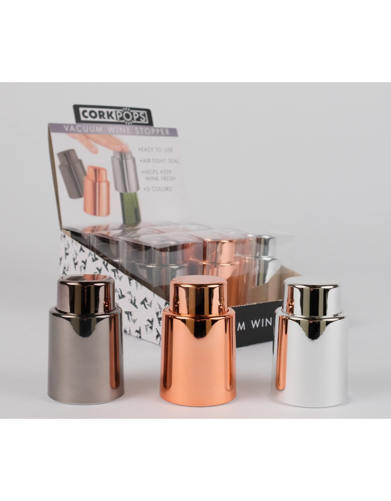 Cork Pops Metallic Air-Tight Wine Sealer, Stopper/12*