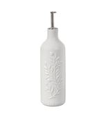 Harold Imports White Porcelain Olive Oil Bottle With Embossed Olive Branch
