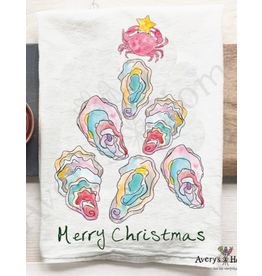 Holiday Dish Towel, Oyster Xmas Tree-avery