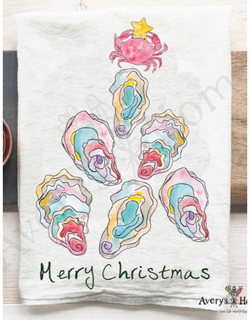 Holiday Dish Towel, Oyster Xmas Tree-avery
