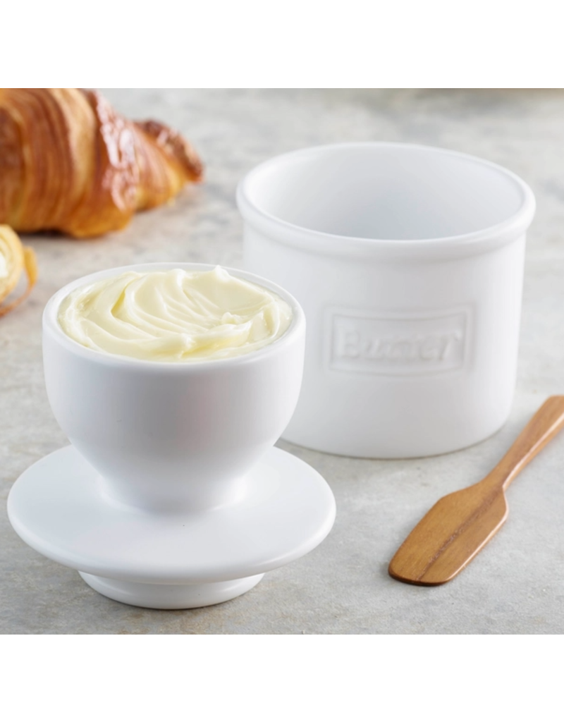 Butter Bell Butter Crock, Cafe Retro White ciw*