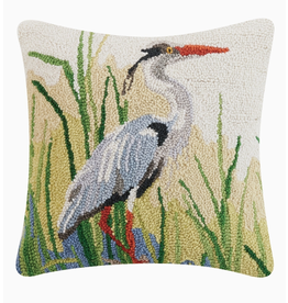 Great Blue Heron Hooked Pillow, 16x16