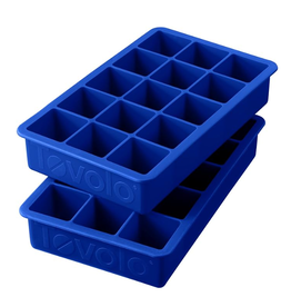 Tovolo Perfect Ice Cubes Tray, Cobalt Blue,  Set of 2, 15x1.25"Cubes ea