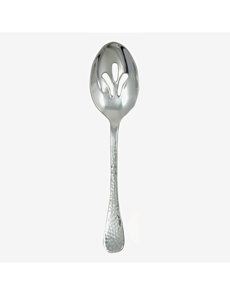 Ginkgo Slotted Serving Spoon, Lafayette, 18/0 hammered stainless