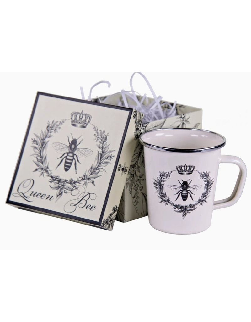 Golden Rabbit Queen Bee Mug in Box, Enamelware