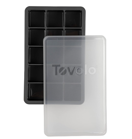 Tovolo Perfect Ice Cubes Tray with Lid, Charcoal Gray, 15x1.25"Cubes
